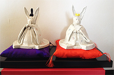 うさぎのひな人形の飾り座布団
